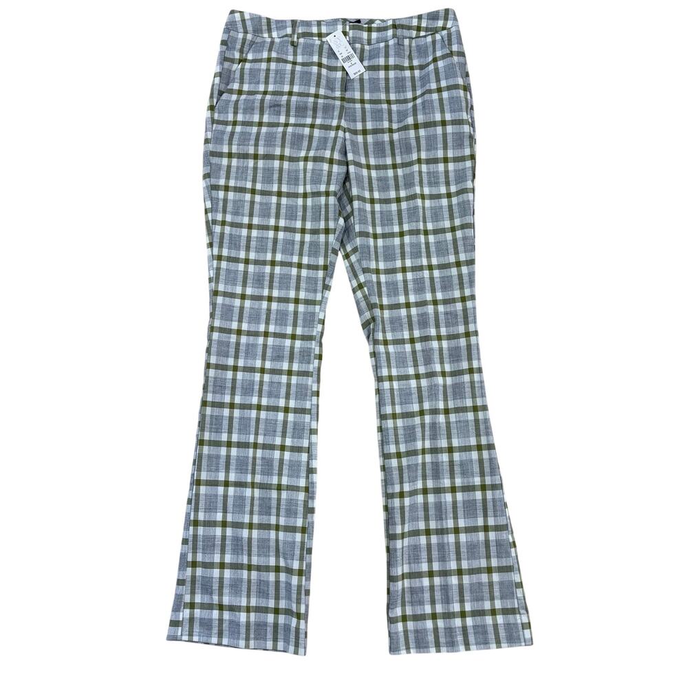 NWT New York & Company Women's‎ Plaid Pants Gray Green Wide Leg Work Career 6